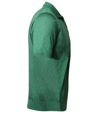 Green Silk Zip Polo