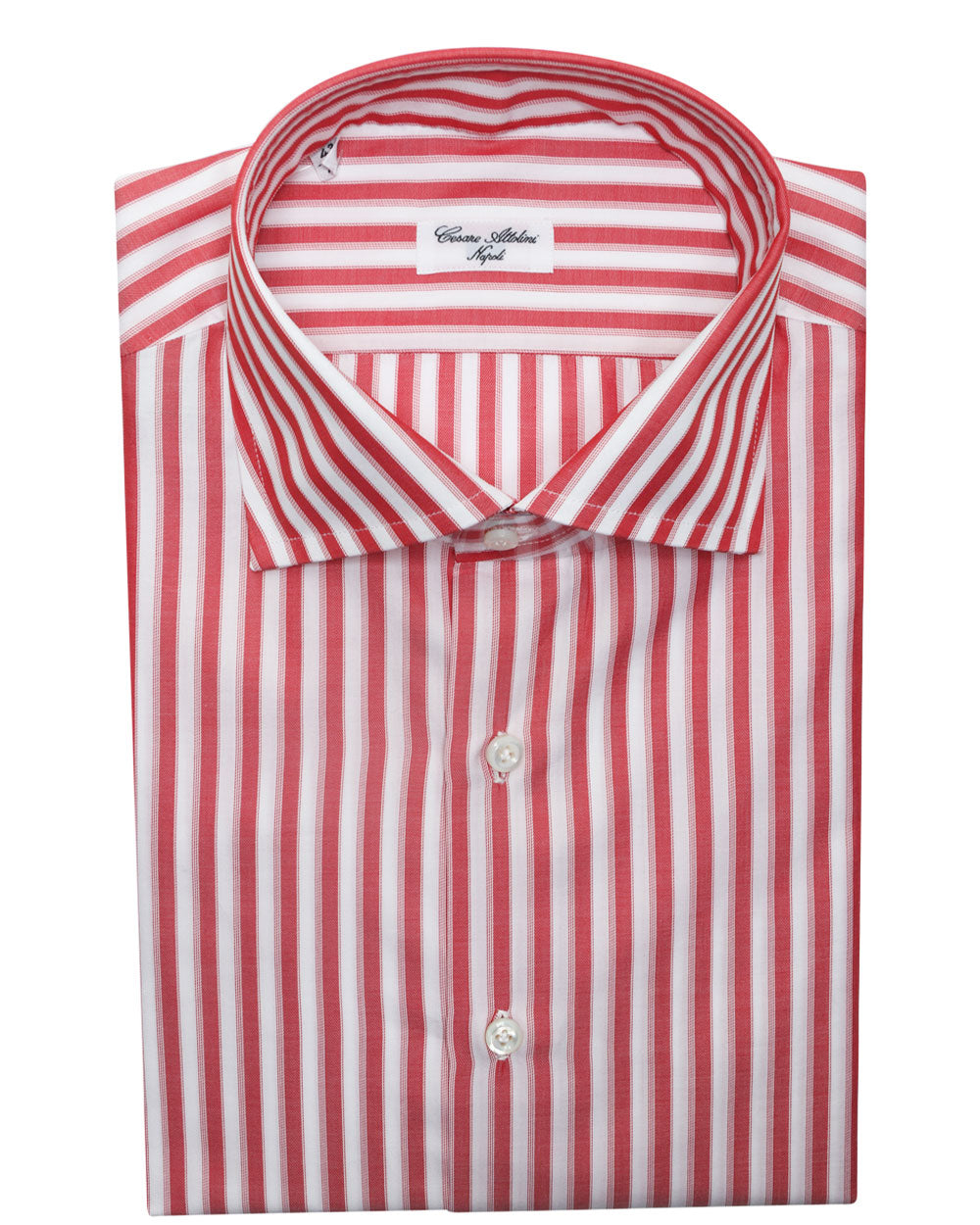 Berry and White Striped Cotton Sportshirt