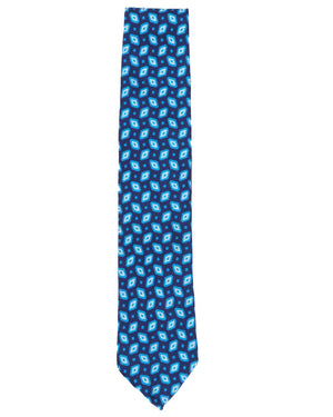 Blue Geo Motif Silk Tie