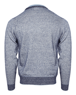 Blue Melange Quarter Zip Sweater