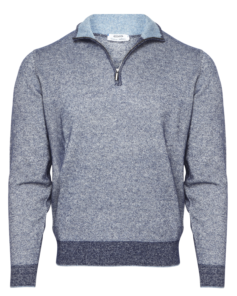 Blue Melange Quarter Zip Sweater