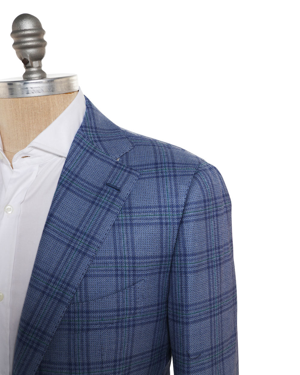 Blue and Green Wool Blend Plaid Sportcoat