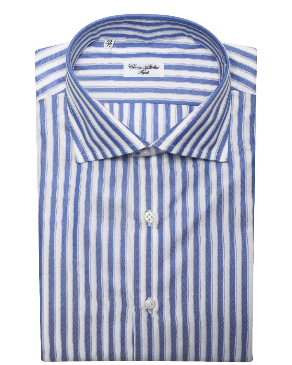 Blue and White Striped Cotton Sportshirt
