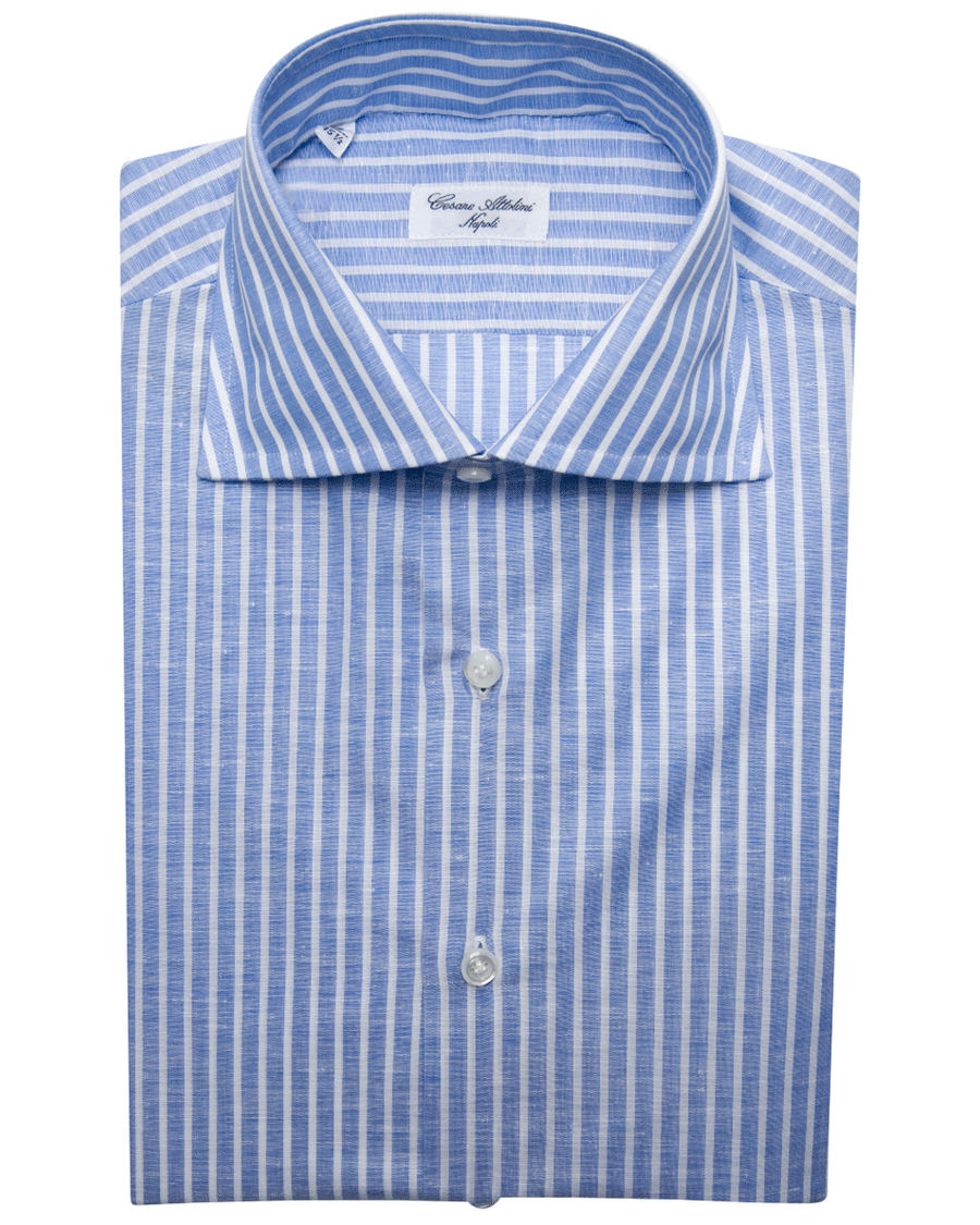 Cesare Attolini Blue and White Thin Striped Dress Shirt – Stanley Korshak