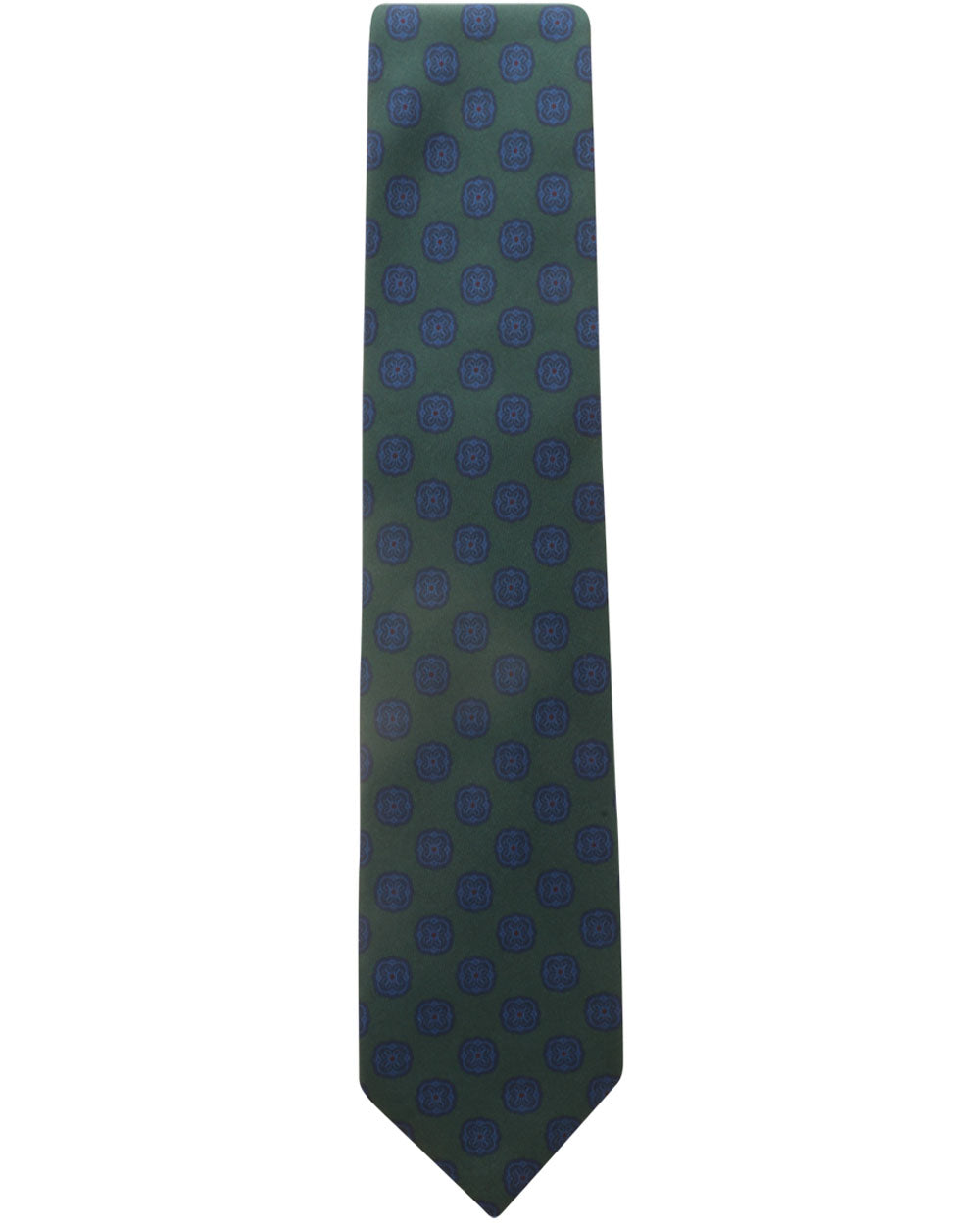 Green and Royal Blue Medallion Silk Tie