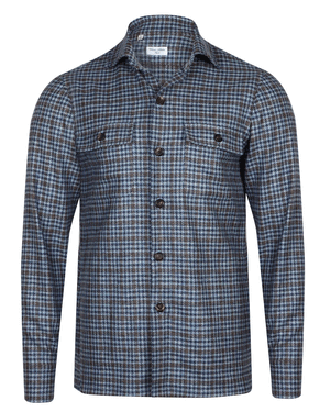 Navy Blue Plaid Overshirt