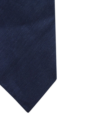 Navy Herringbone Linen Blend Tie