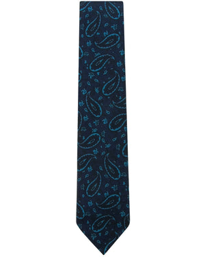 Navy and Light Blue Paisley Tie