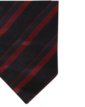 Navy and Red Striped Silk Blend Tie