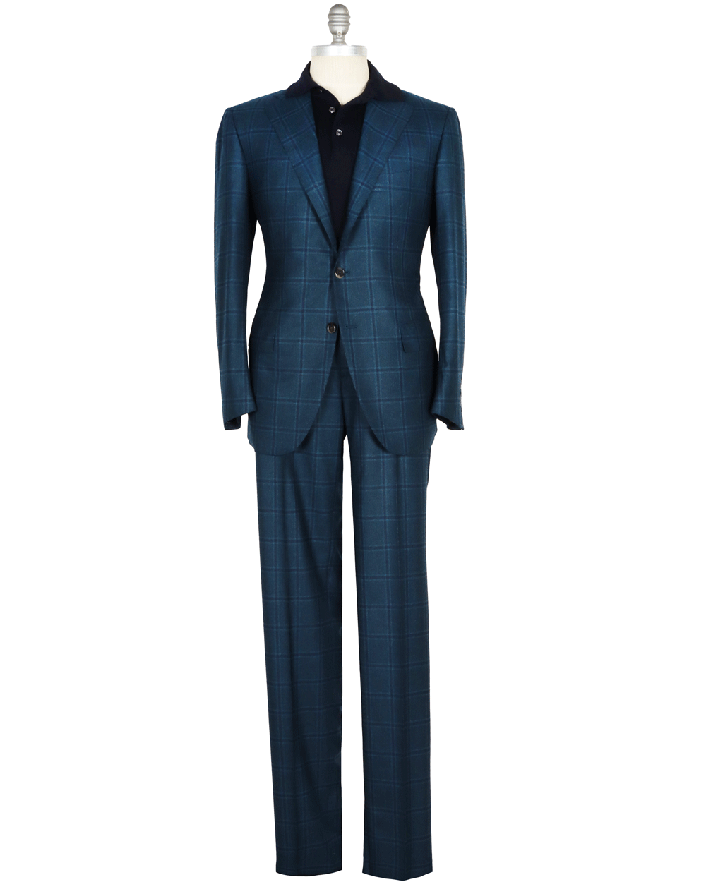 Navy and Teal Windowpane Check Suit