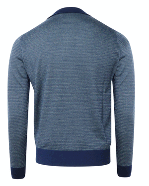 Navy and Turquoise Textured Quarter Zip