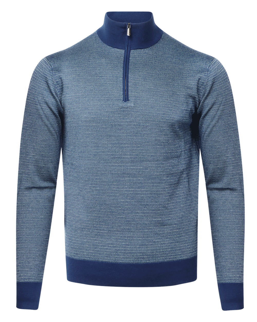 Navy and Turquoise Textured Quarter Zip