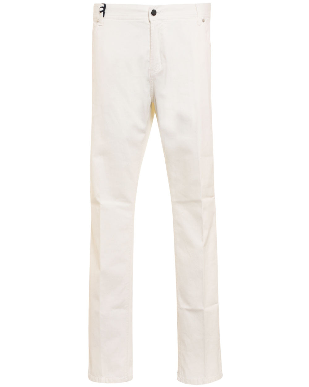 Off White Cotton Blend Casual Pant