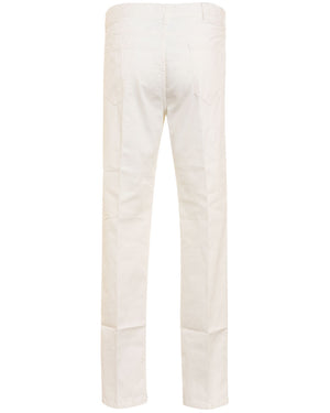 Off White Cotton Blend Casual Pant