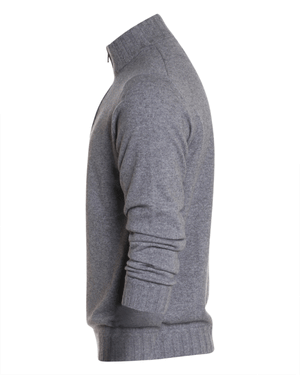 Pearl Grey Cashmere Quarter Zip Sweater