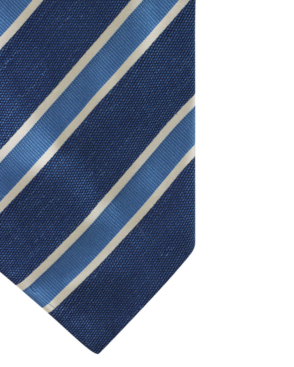 Sky Blue and White Striped Linen Blend Tie