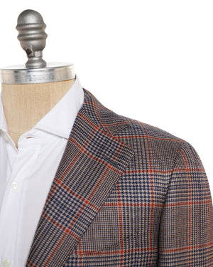 Tan and Navy Cashmere Blend Checked Sportcoat