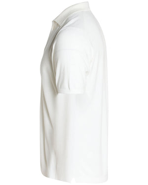 White Cotton Knit Short Sleeve Polo