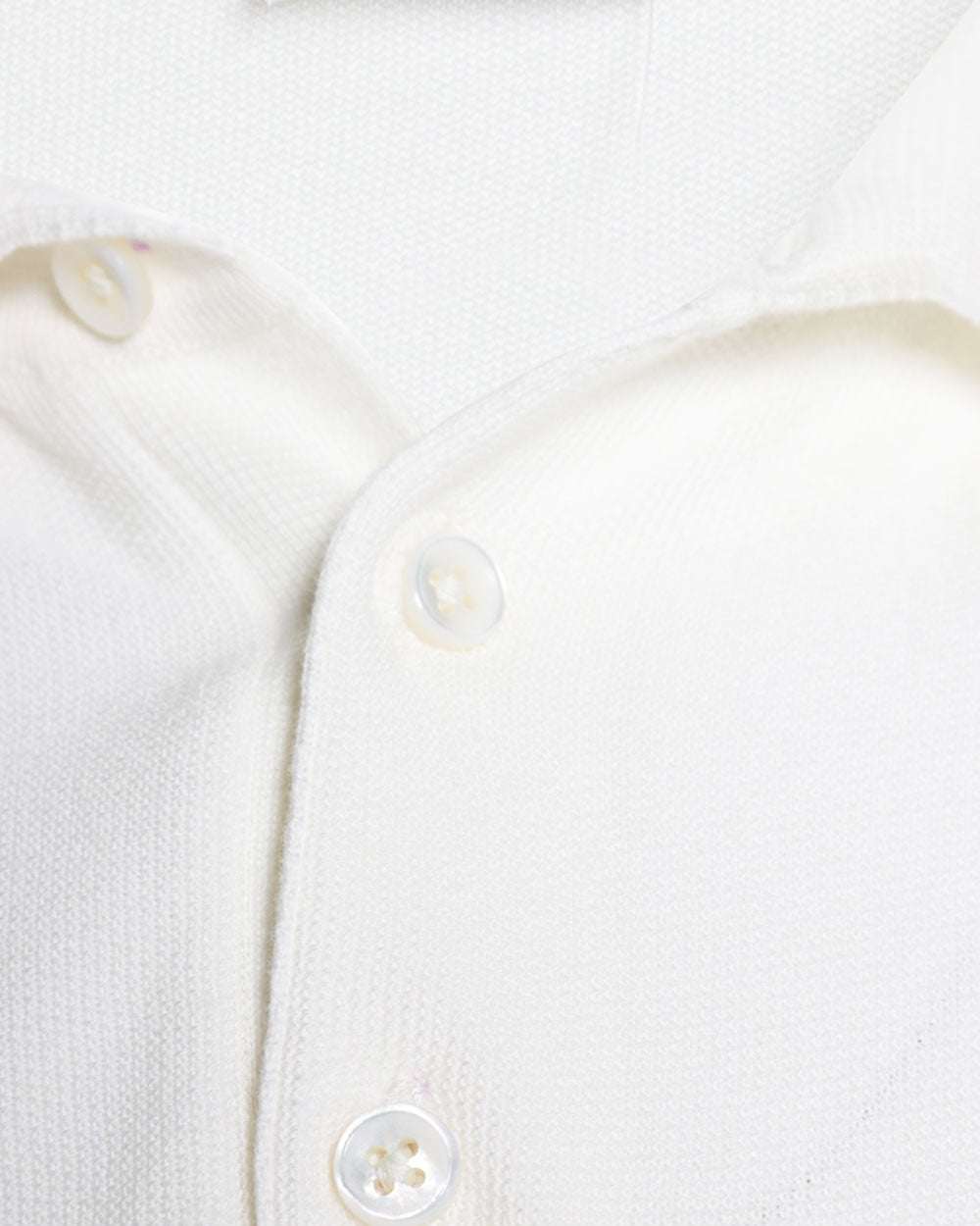 White Cotton Knit Short Sleeve Polo
