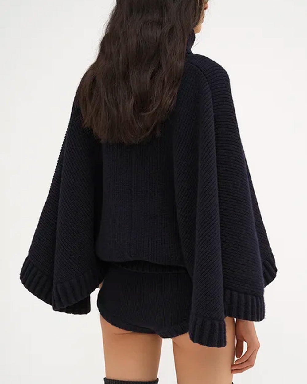 Classic Navy Cropped Turtleneck Sweater