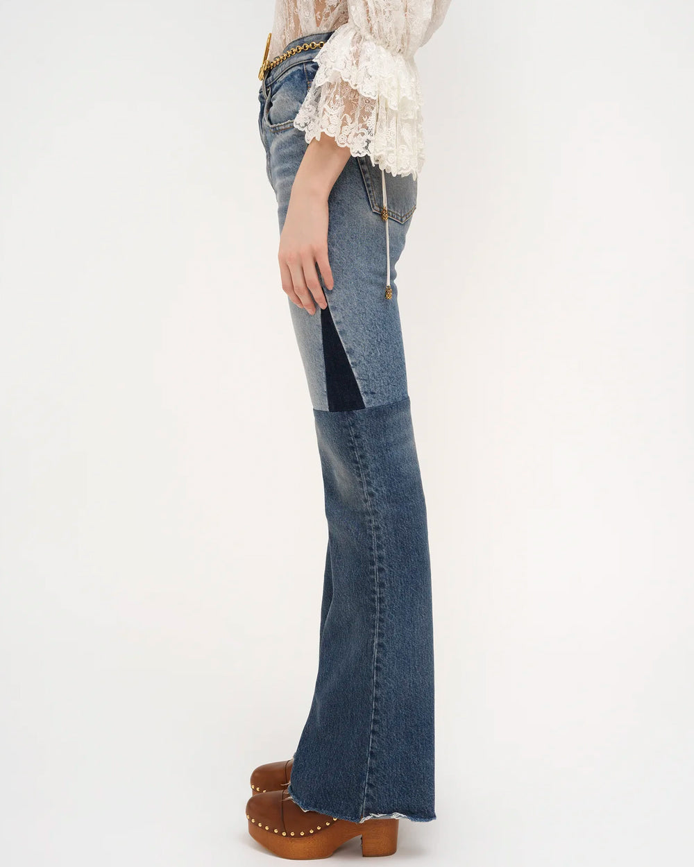 Color Block Straight Jean in Blue Two Tone