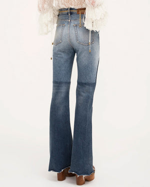 Color Block Straight Jean in Blue Two Tone