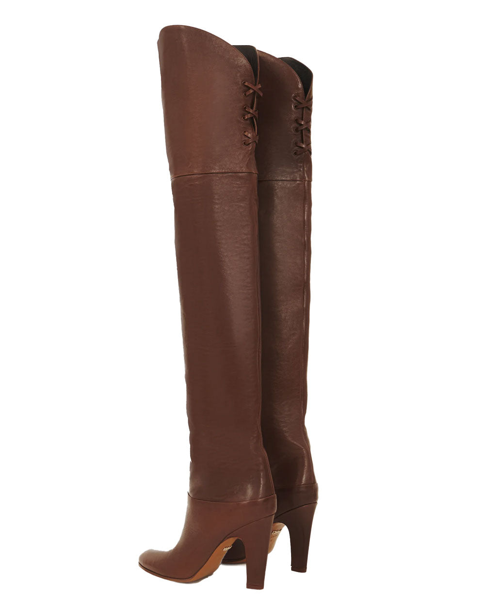 Eve Leather Over The Knee Boot in Sooty Brown