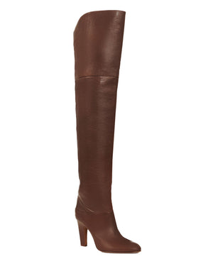 Eve Leather Over The Knee Boot in Sooty Brown