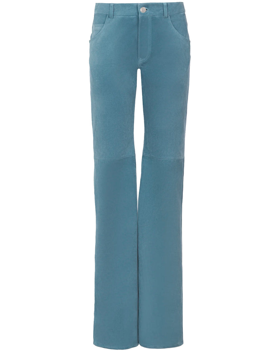 High Rise Straight Suede Pant in Grizzled Blue