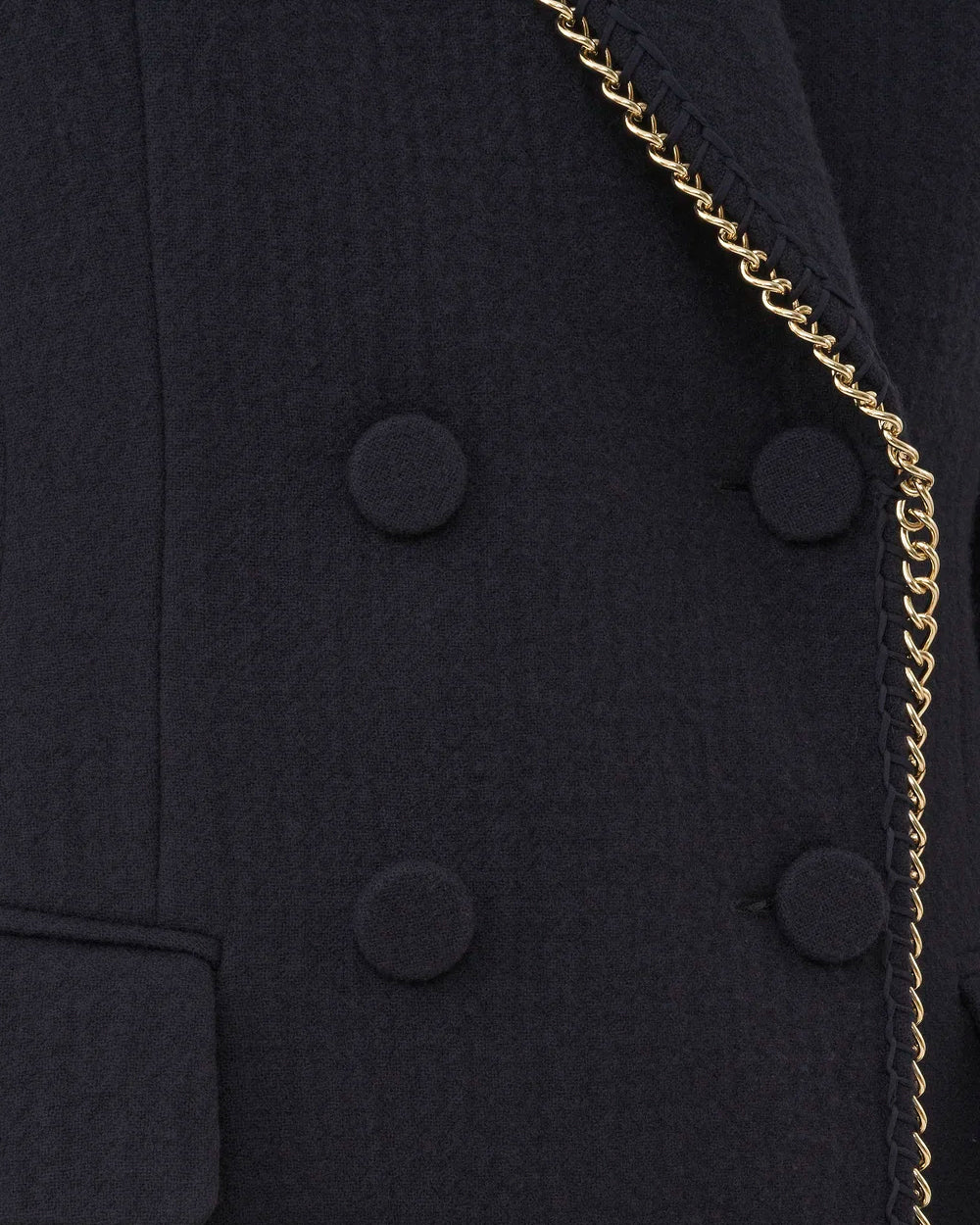 Navy Ink Chain Trim Double Breasted Blazer
