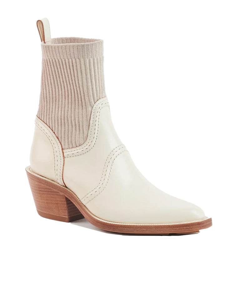 Nellie Texan Ankle Boot in Eggshell