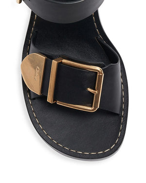 Rebcca Leather Buckle Sandal in Black