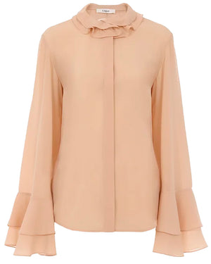 Sand Brown Flare Sleeve Blouse