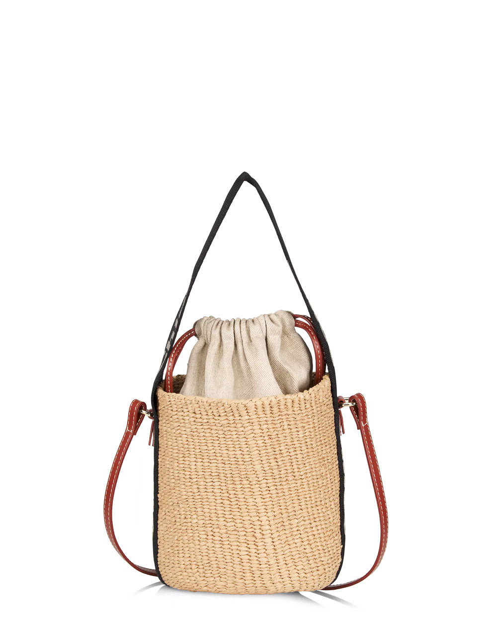 Small Woody Basket Bag in Black and Beige
