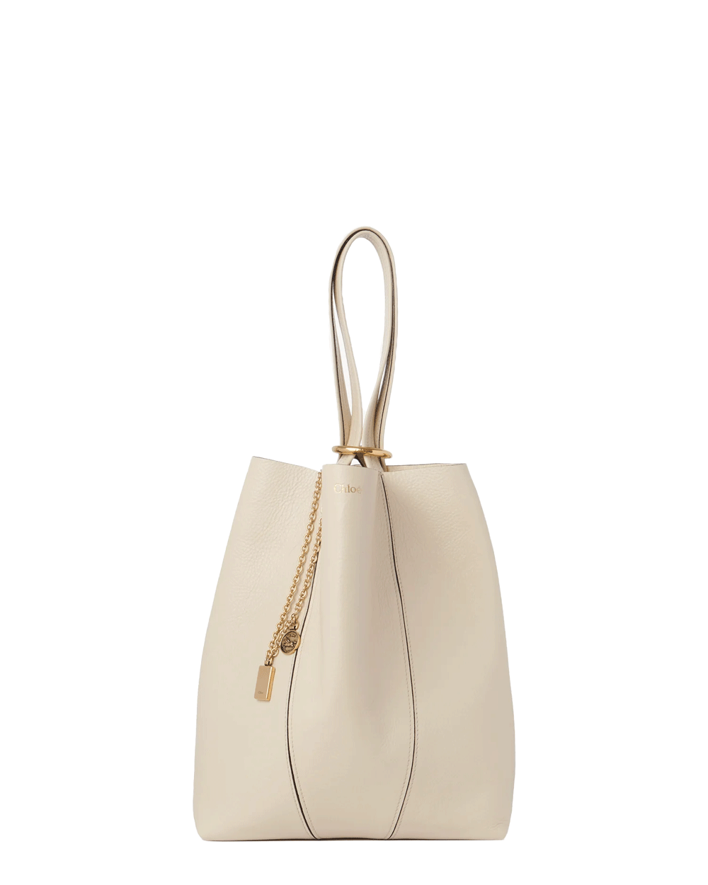 Spin Tall Leather Tote in Sweet Beige