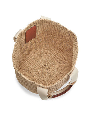 Woody Straw Woven Tote in White