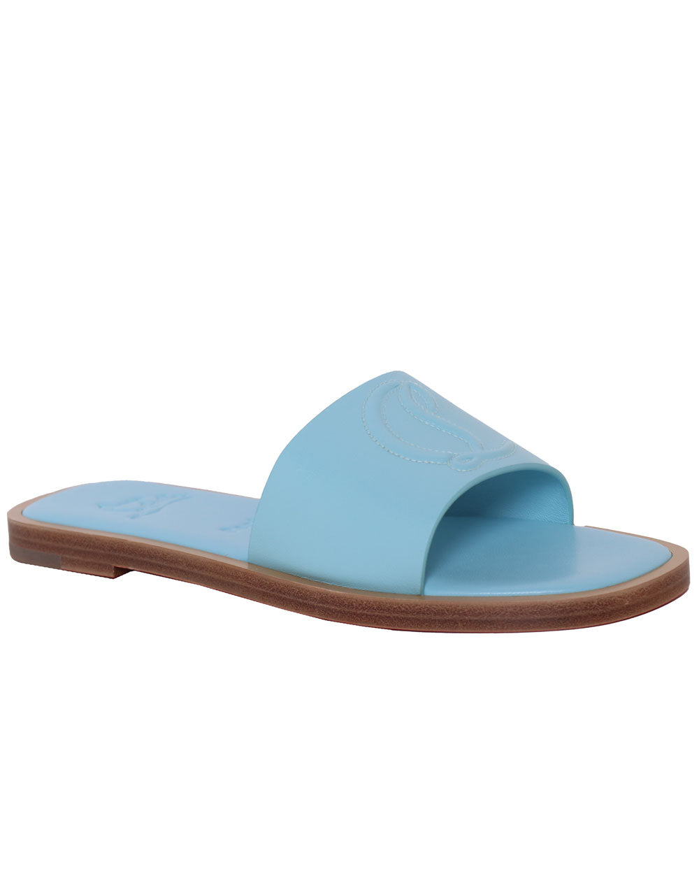 So CL Leather Slide in Mineral Blue