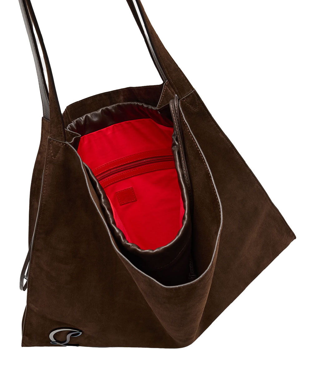 Le 54 Suede Drawstring Tote in Cosme Brown