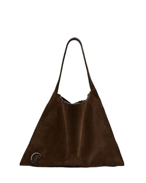 Le 54 Suede Drawstring Tote in Cosme Brown