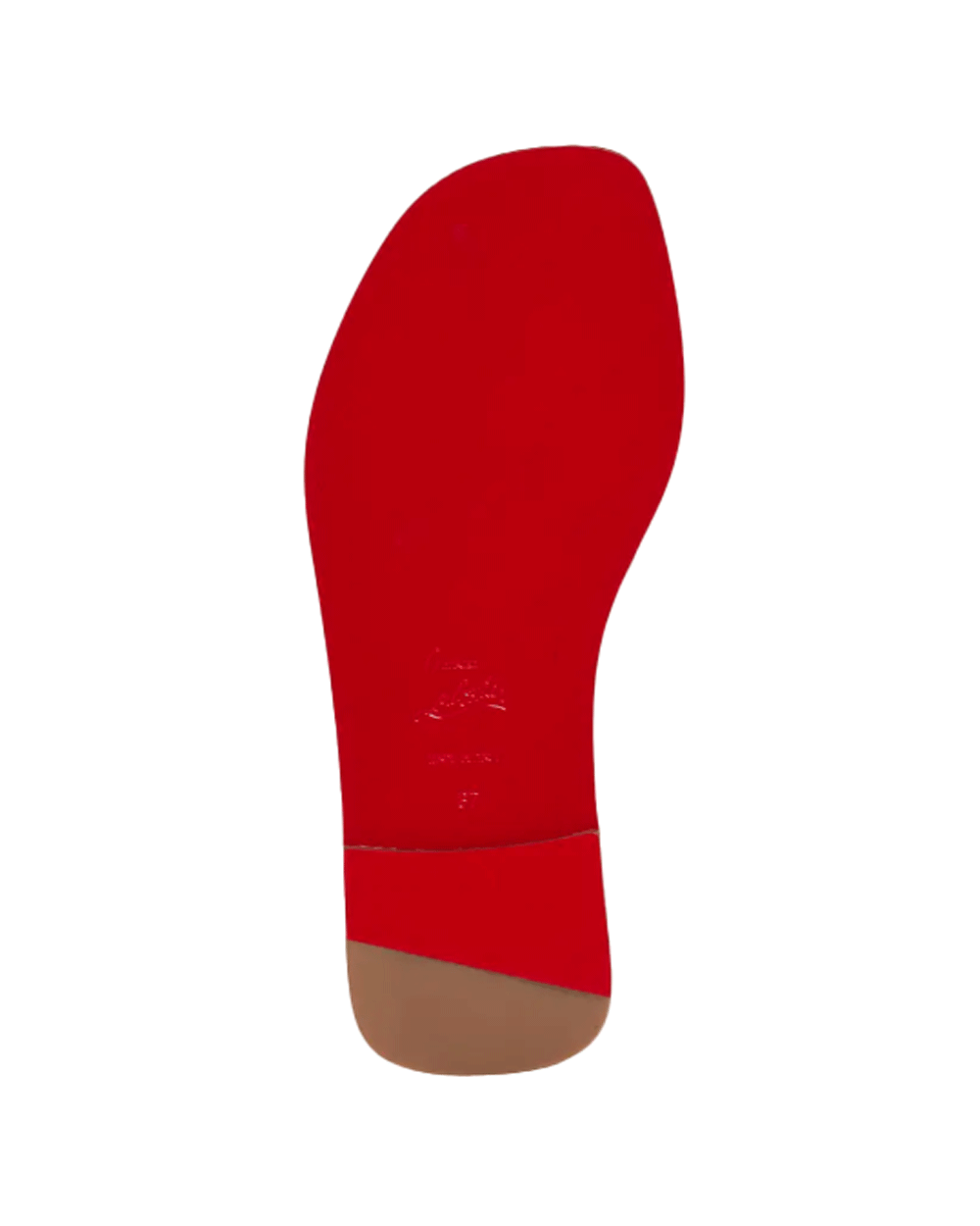Leather Logo Red Sole Slides in Cuoio