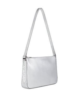 Loubila Metallic Leather Shoulder Bag in Silver