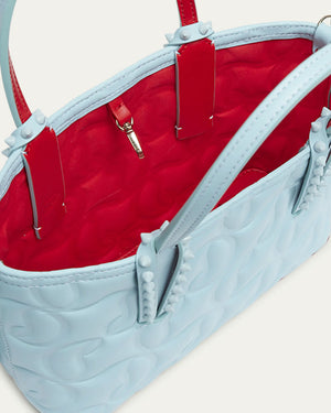 Small Embossed Cabata Tote in Mineral Blue