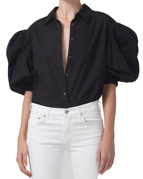 Black Anya Puff Sleeve Shirt