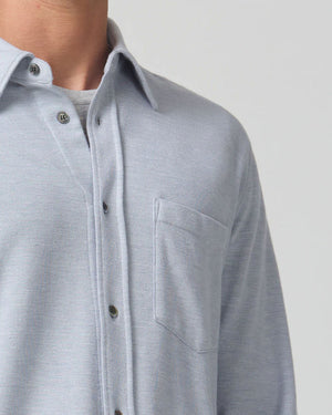 Chambray Blue Channing Pique Cotton Blend Sportshirt