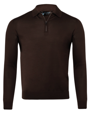 Chocolate Silk Long Sleeve Polo