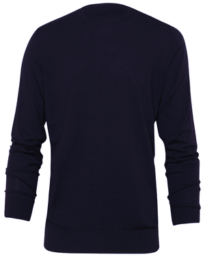 Navy Blue Kid Wool Crewneck Sweater