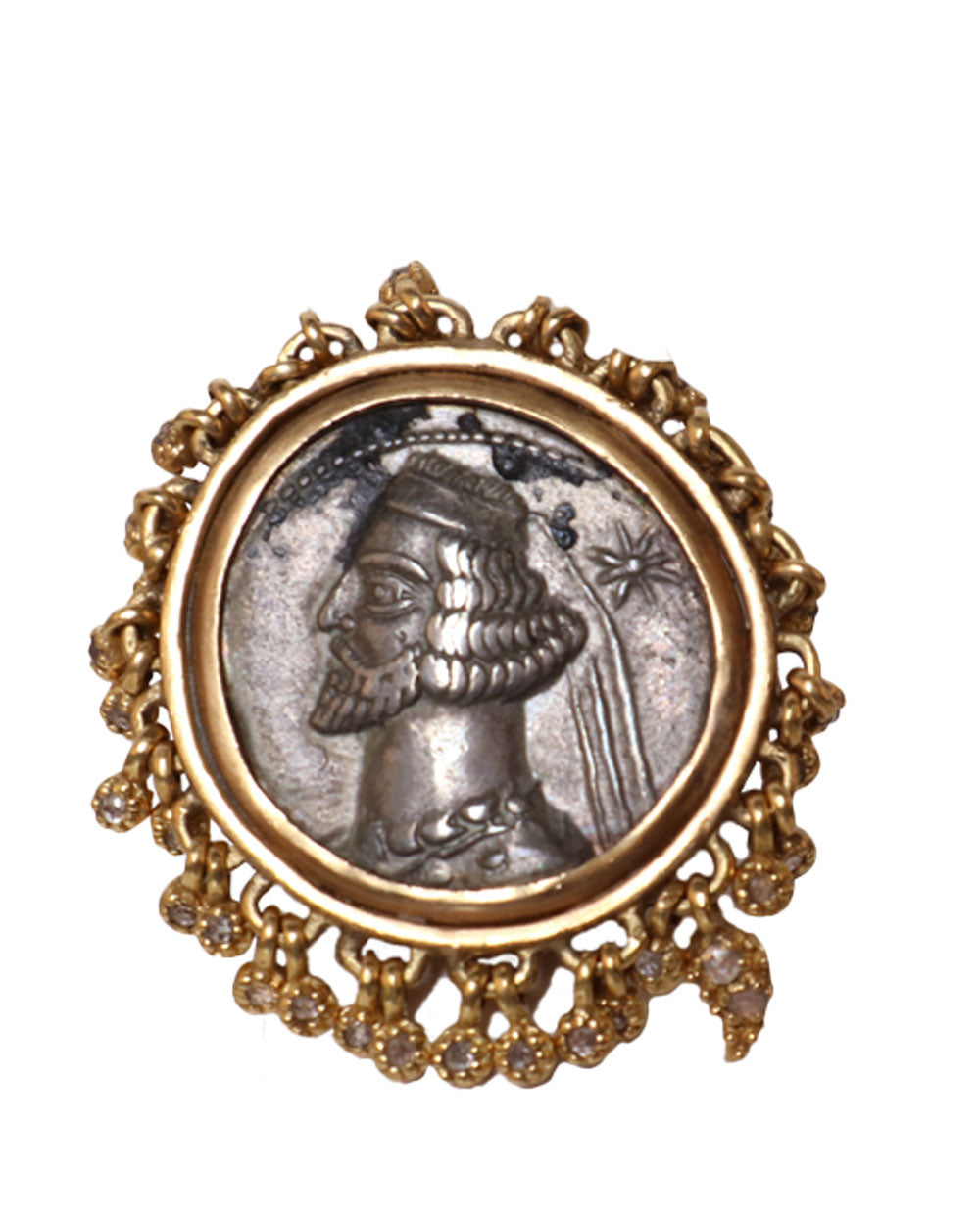 Parthian Coin Hanging Diamond Ring