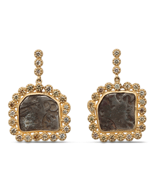 Antique Coin and Diamond Earrings