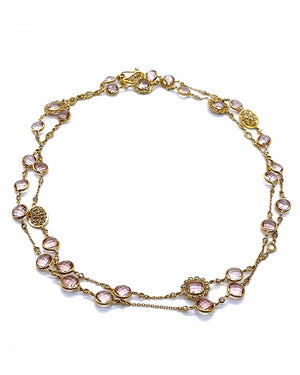 Faceted Morganite and Diamond Necklace