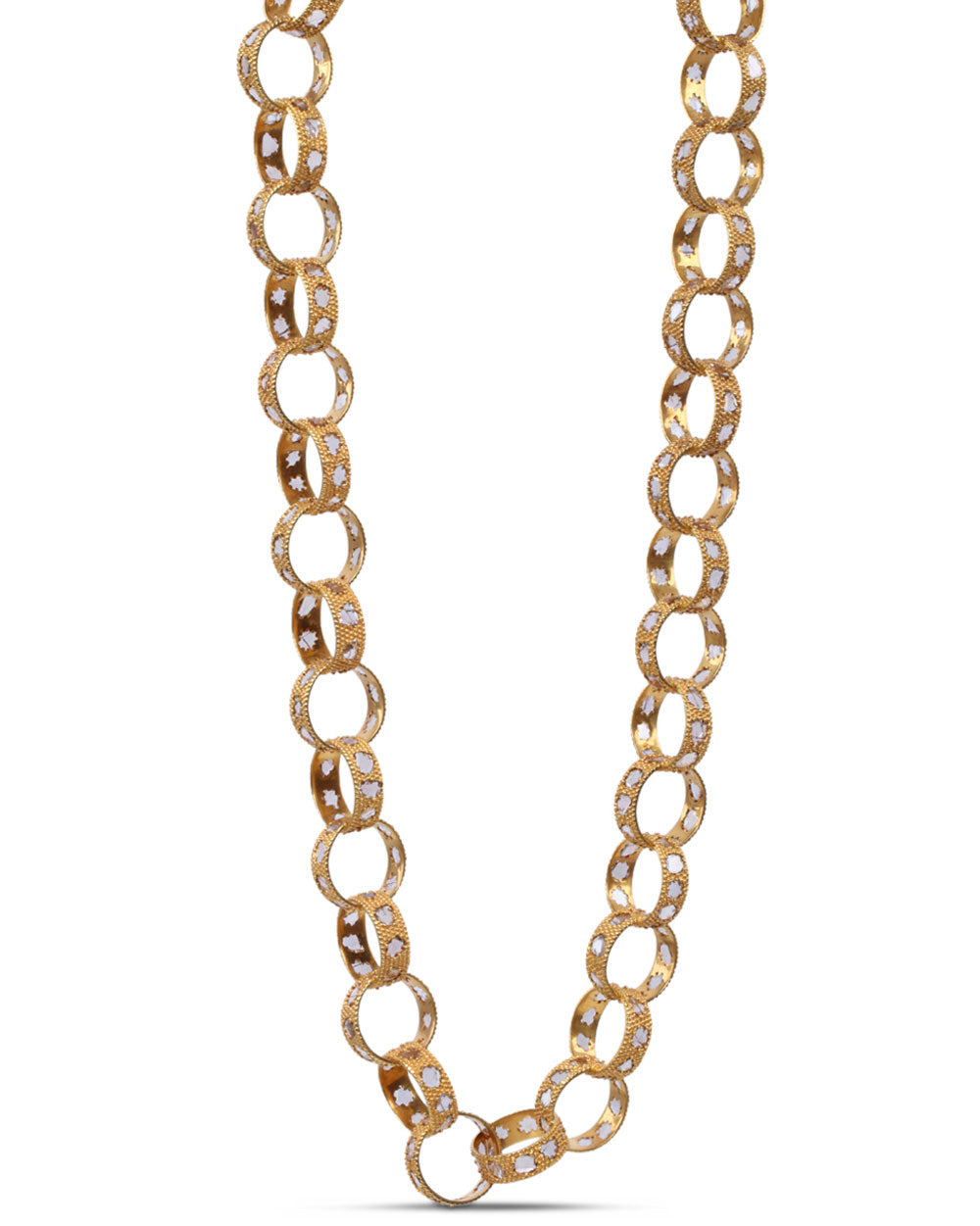 Gold Circle Paperclip Diamond Chain Necklace